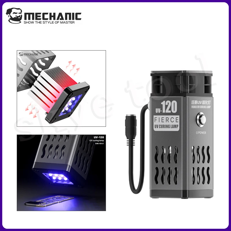 

УФ-лампа MECHANIC UV-120, 46 Вт, мощная светодиодная лампа для быстрой полимеризации клея и смолы при ремонте экранов мобильных телефонов, набор инструментов