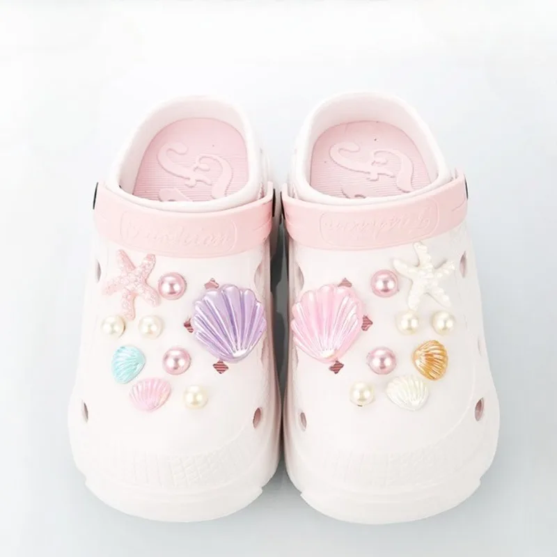 18PCS Fashion Shoe Charms Set Accessories Hole Shoe Buckle Cute Starfish Seashells Pearls Colorful DIY 3D Shoes Decorations Gift image 4