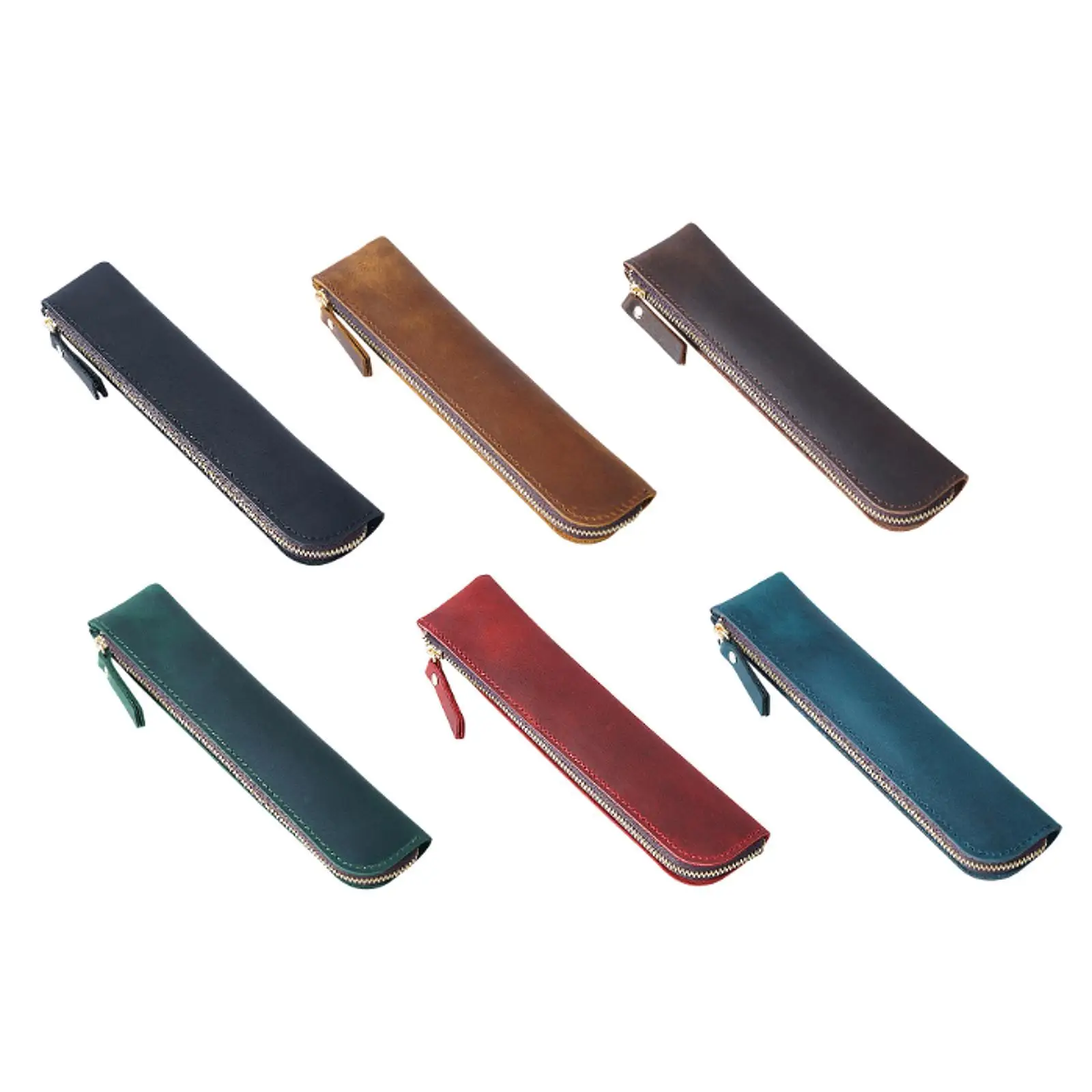 حقيبة حامل أقلام رصاص من جلد البولي يوريثان لهدايا عيد الميلاد، حقيبة مكياج مدمجة متعددة الوظائف وخفيفة الوزن مقاس 7.8 × 1.7 بوصة