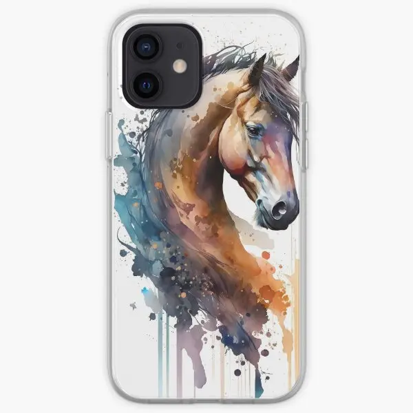 Watercolor Horse Tshirt Iphone Tough Cas  Phone Case Customizable for iPhone 6 6S 7 8 Plus 11 12 13 14 Pro Max Mini X XS XR Max