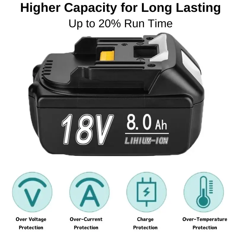 for Makita 18V Battery 6/8/12Ah Rechargeable Battery 18650 Lithium-Ion Battery for Makita Electric Tools BL1860 · 1830 · 1850