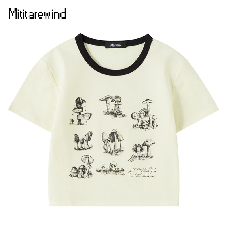 

Hot Girl T-shirt 2024 New Summer Short Crop Top Women Casual Slim Fit Short Sleeve Round Neck Cotton Tops Tees Chic Hotsweet Tee