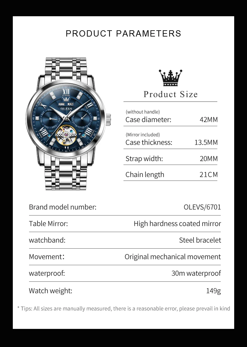 OLEVS Luxury Brand New Skeleton Automatic Mechanical Wrist Watches for Men Complete Calendar Classic Businesss Man Dress Watch