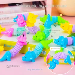 Tubo de plástico de dinosaurio, juguete antiestrés, Color aleatorio, tubo de descompresión de burbujas de empuje sensorial