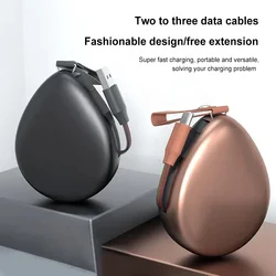 PD 65W Retractable USB C to Type C Fast Charging Cable, 3 in 1 Data Cord For iPhone MacBook Samsung Car Type-C/Micro USB Cable