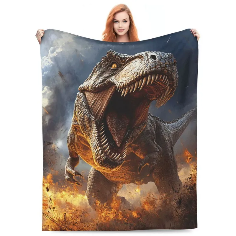 Roaring into Cozy! Dinosaur Plush Throw for Teenagers | Lightweight & Soft Blanket for Bedroom, Living Room & Play