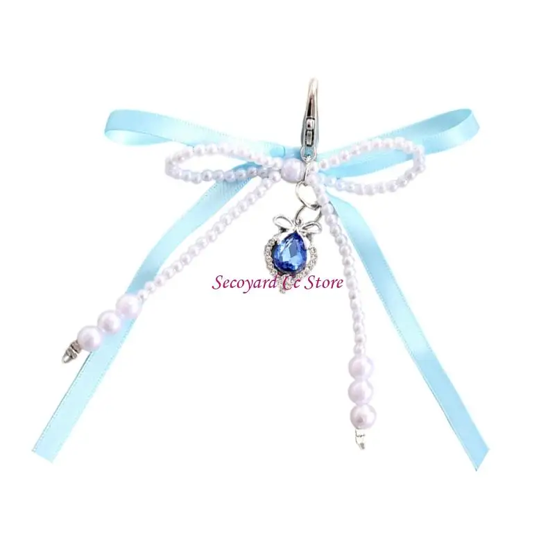 N3UC Phone Charms Beaded Phone Lanyard Wrist Strap Bowknot Beaded Phone Chain Strap Bag Ornaments for Women