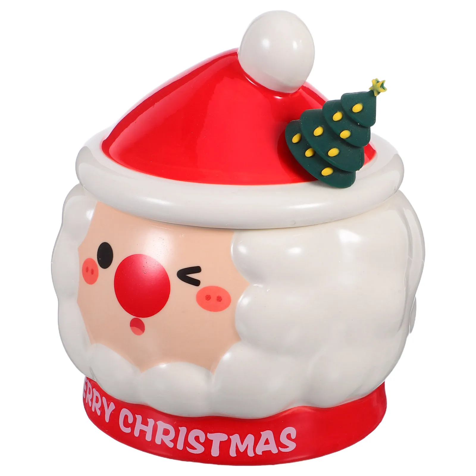 

INOOMP Christmas Mug Santa Claus Hand Painted Ceramic Cup with Lid Cute Holiday Tea Coffee Gift for Festive Party Decor
