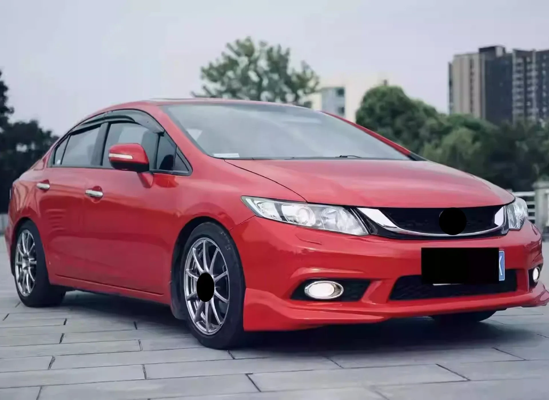 Body Kit PP Material Front Rear Lip with Light Side Skirt for Honda Civic 9th 2012-2013 R Style Surround Car Accessories - Image 5