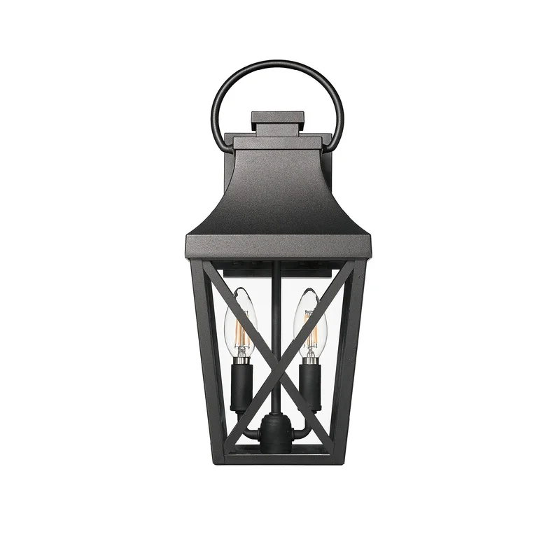 

Matte Black Outdoor Wall Light with Clear Glass Shade for Garage, Patio, Front Door, Balcony – Waterproof Sconce
