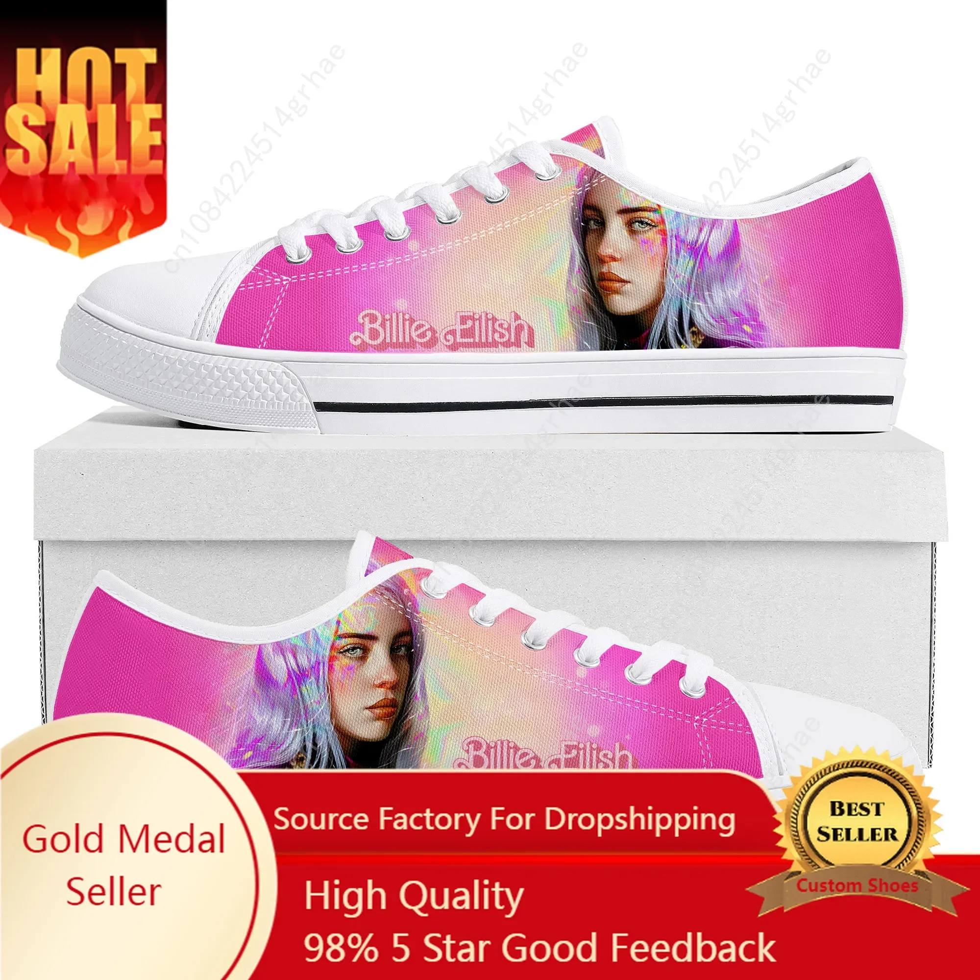 Pink Bilie What Was I Made For Eilish Low Top Sneakers Womens Mens Teenager High Quality Canvas Sneaker Couple Custom Made Shoes