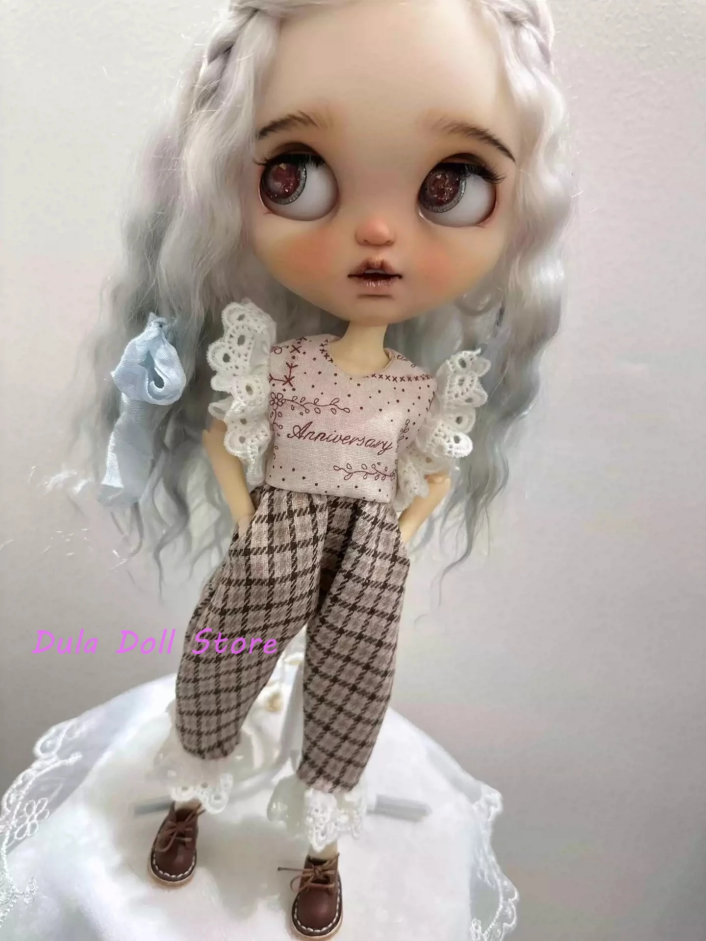 

Dula Doll Clothes Dress Simple plaid jumpsuit Blythe ob24 ob22 Azone Licca ICY JerryB 1/6 Bjd Doll Accessories