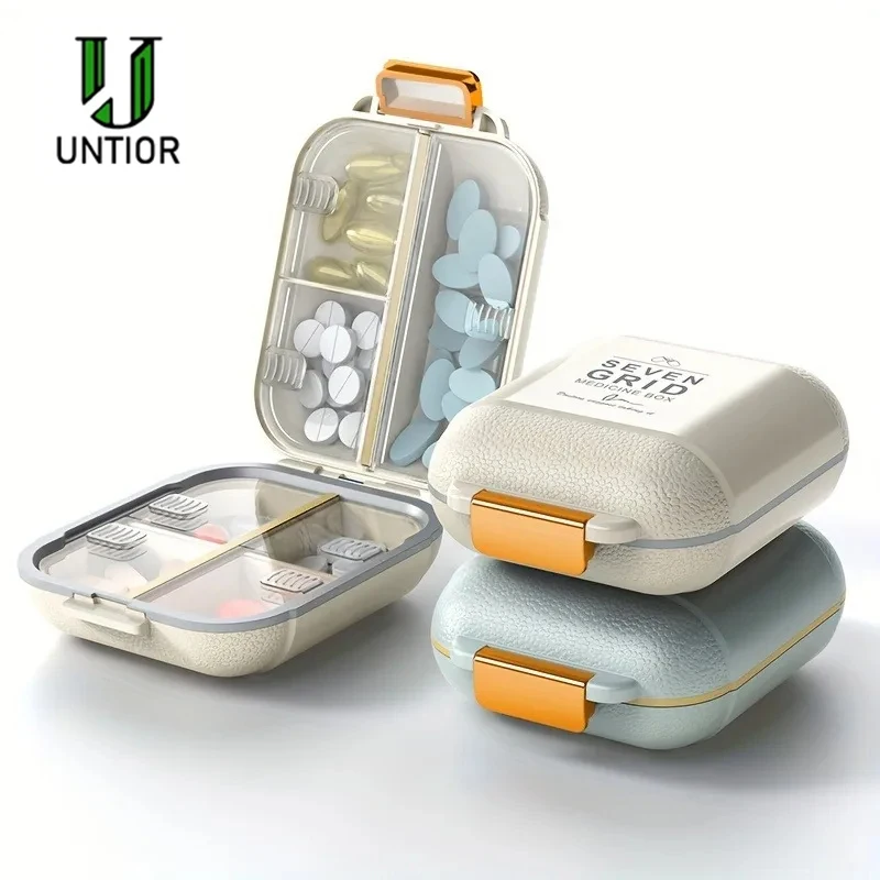 UNTIOR 7 Grids Pill Case Portable Travel Sealing Moisture-Proof Pills Container Storage Box Tablets Vitamins Medicines Organizer