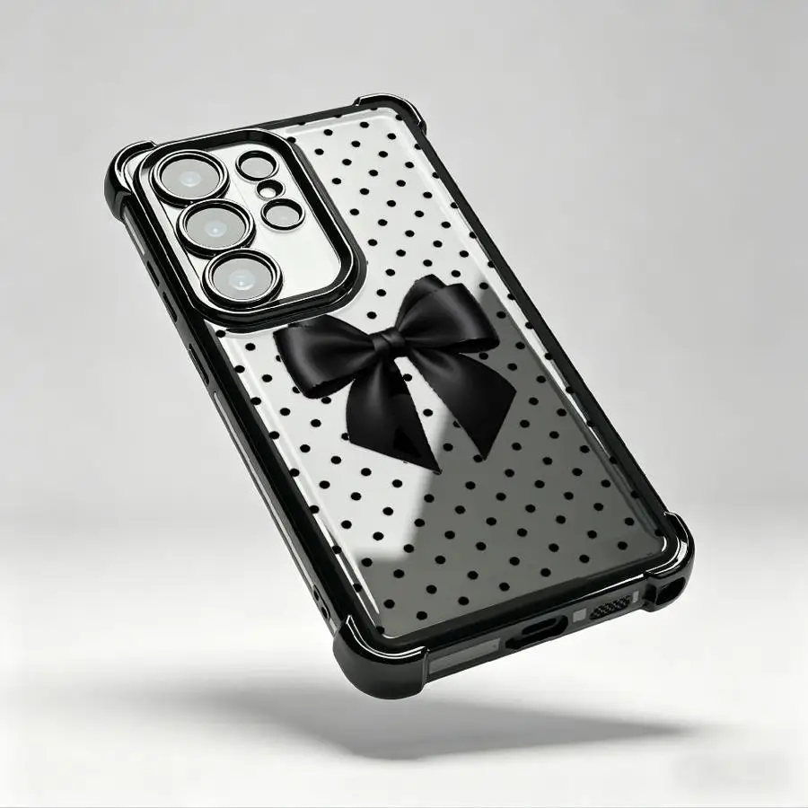 Phone Cover Case for Samsung Galaxy 25 S25Edge S20 Ultra S23 S24 FE Note 20 Ultra S22 Plus S21 Creative Cartoon Bow