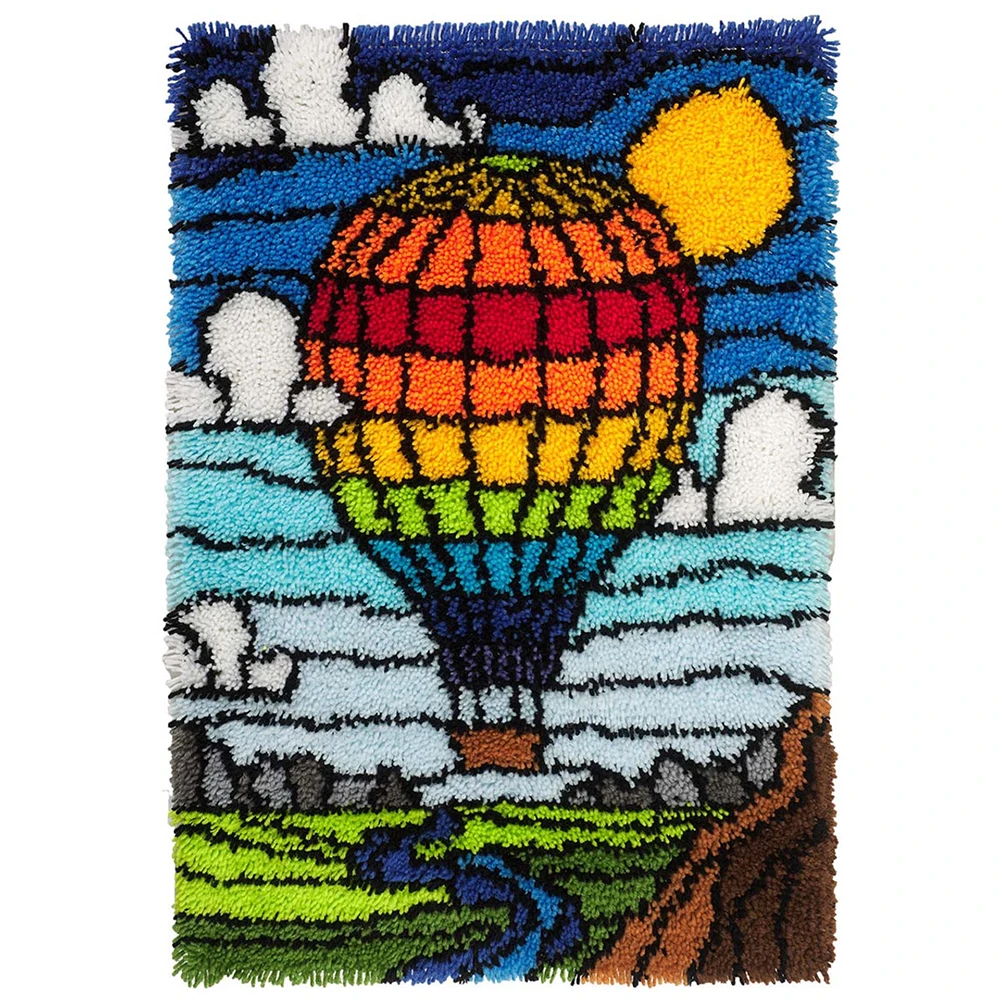 

Hot Air Balloon Latch hook rug kits Printed Canvas DIY Handmade Carpet Crochet Yarn Embroidery Needlework for adult Home Decor