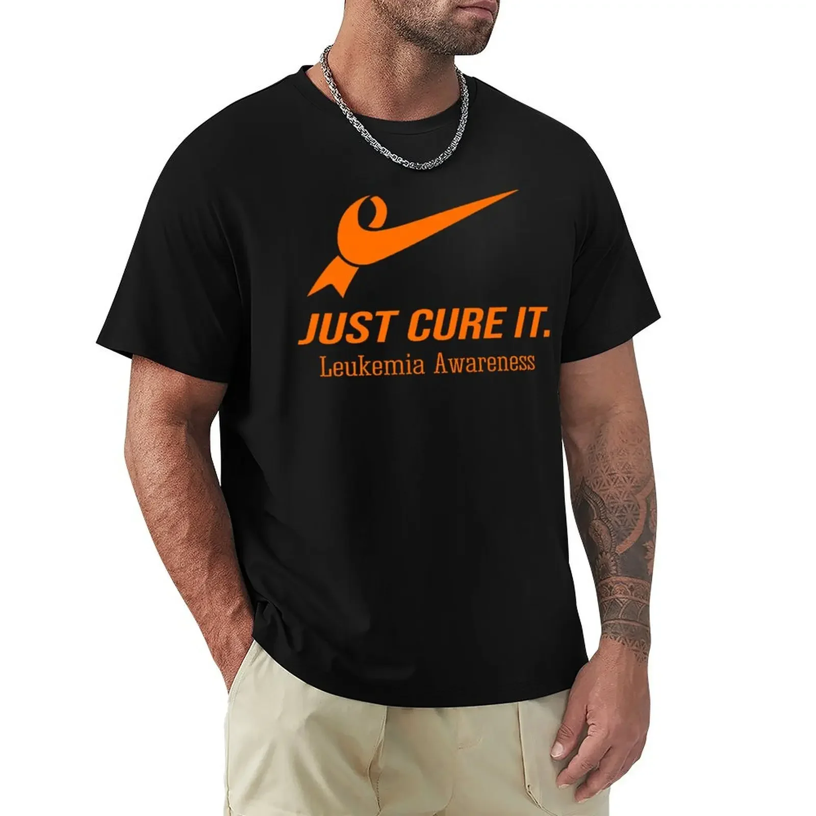 Just Cure It Leukemia Awareness T-Shirt summer clothes rapper graphic tees baggy shirts mens graphic t-shirts anime