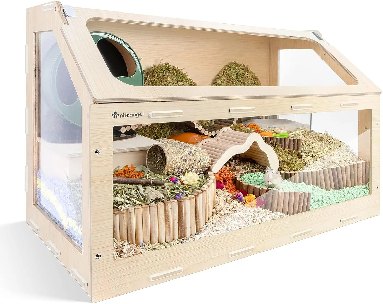 

Vista Hamster Cage W/Oblique Opening Cage Door - MDF Aspen Small Animal Cage for Syrian Dwarf Hamsters Degus Mice