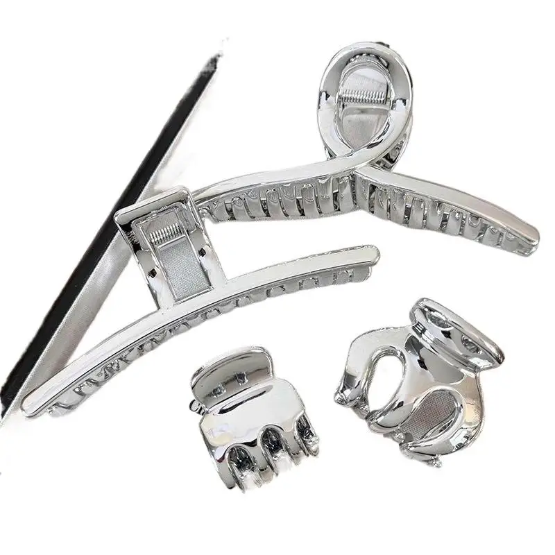 1 Stück Damen Große Elegante Silberne Metall-Haarklammern Punk-Stil Haarspangen für Gesichtsreinigung Mädchen Haarclips Haarklammern – Detail 7