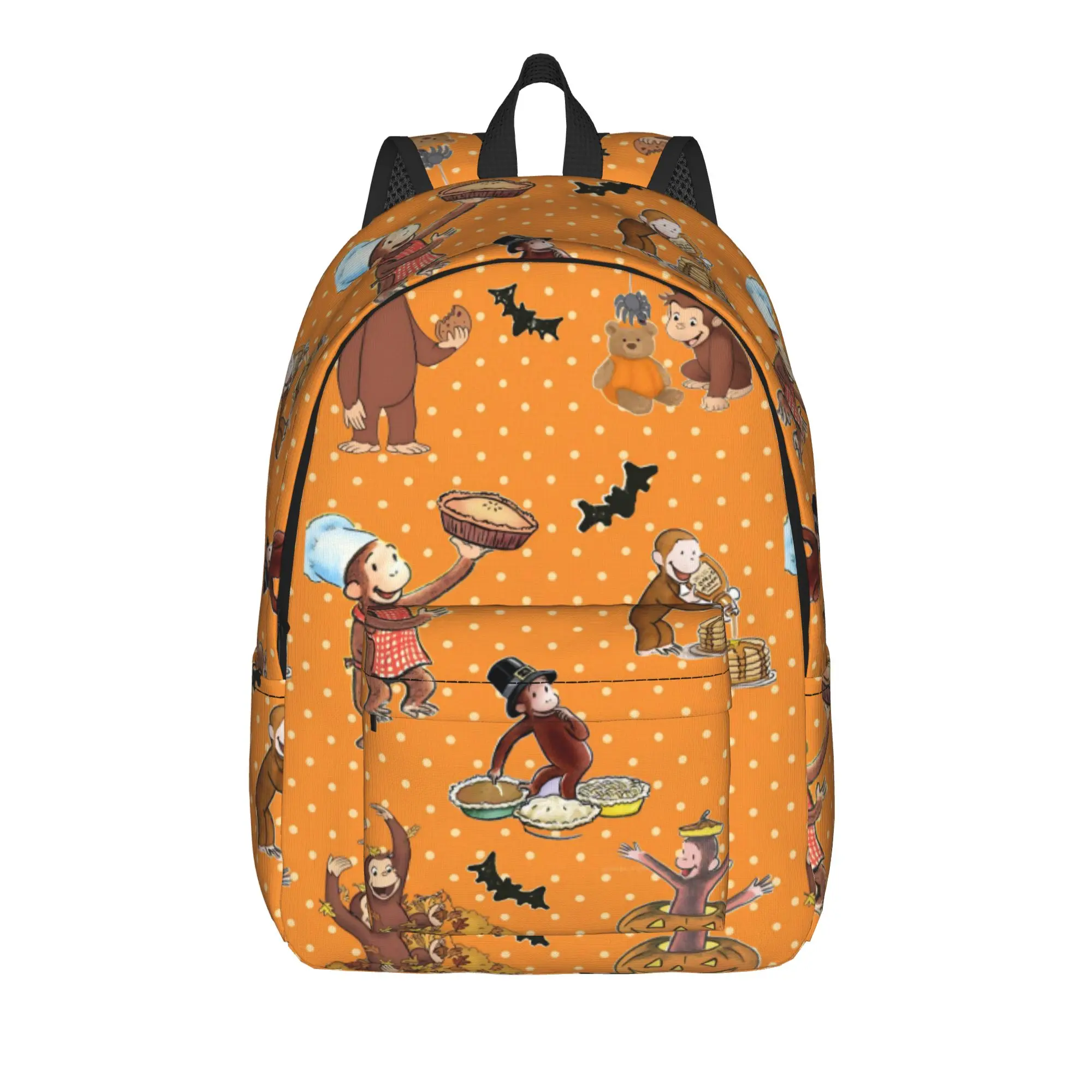 Halloween Curious George Character Backpack  Travel Backpacks Men Streetwear High School Bags Custom Large Rucksack
