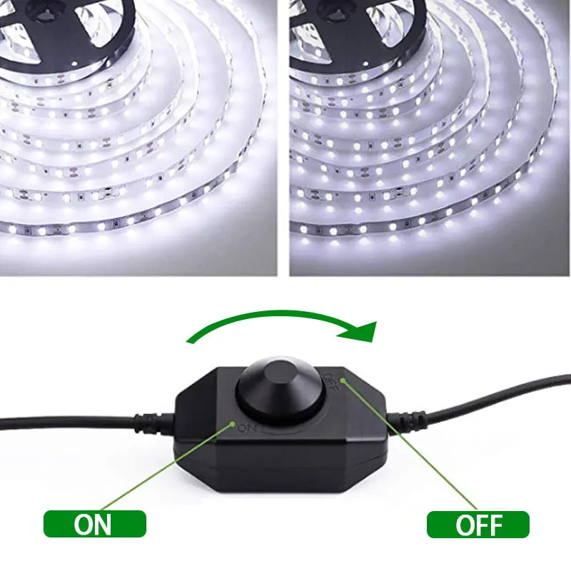

LED Knob Dimmer Switch 5V 12V 24V DC LED Dimmer Inline Dimming Switch ON OFF for Single Color LED Strip Light