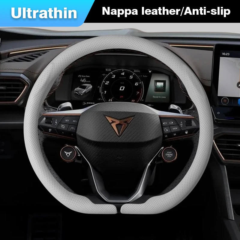 

8D Nappa Leather Car Steering Wheel Cover For Cupra Tavascan 2024 2025 Anti-Slip Auto Steering Wheel Cupra Terramar Accessories