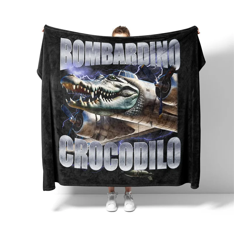 Aertemisi Bombardiro Crocodilo Italian Brainrot Pet Blanket for Small Medium Large Dog Cat Puppy Kitten Couch Sofa Bed