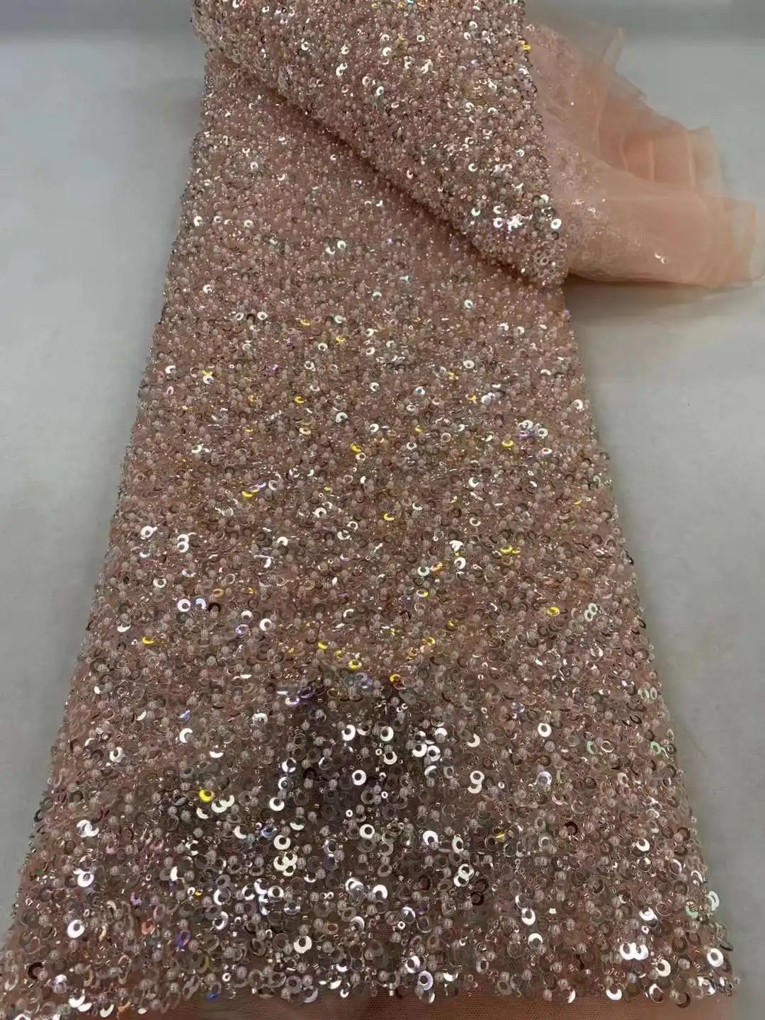 قماش شائع مع أنبوب الخرز ، دانتيل مطرز ، لؤلؤ الخرز ، شبكة فرنسية ، دانتيل نيجيري ، فستان سهرة ، زفاف وحفلات ، جودة عالية #6