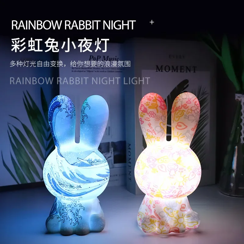 

Remote Control Led Night LightCreative Gift Rabbit Light Bunny Several Companion Sleep Touch Usb Charging Ambient Light Pat New