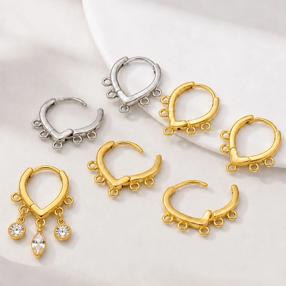 2 Stück/4 Stück 18K vergoldete französische Ohrringverschlüsse mit 5 Löchern, geschlossene Ringe für DIY-Quasten-/Perlenohrringe. – Detail 4