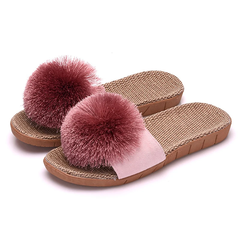Ball-Shaped Decorative Slippers Ladies Summer Home Home Non-Slip Soft Thick Bottom Personalized Fashion Slippers