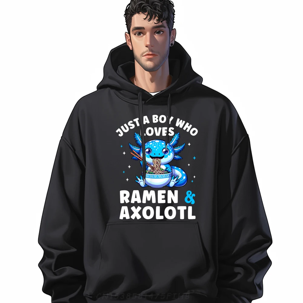 

Kawaii Just A Boy Who Loves Axolotl Ramen Cutecore Cute Oversized Hoodie Men's Clothing Camisetas Hombre Classic