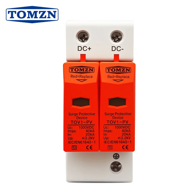 Ogranicznik przepięć domowych TOMZN DC SPD 1000V 20KA~40KA, urządzenie ochronne niskonapięciowe.