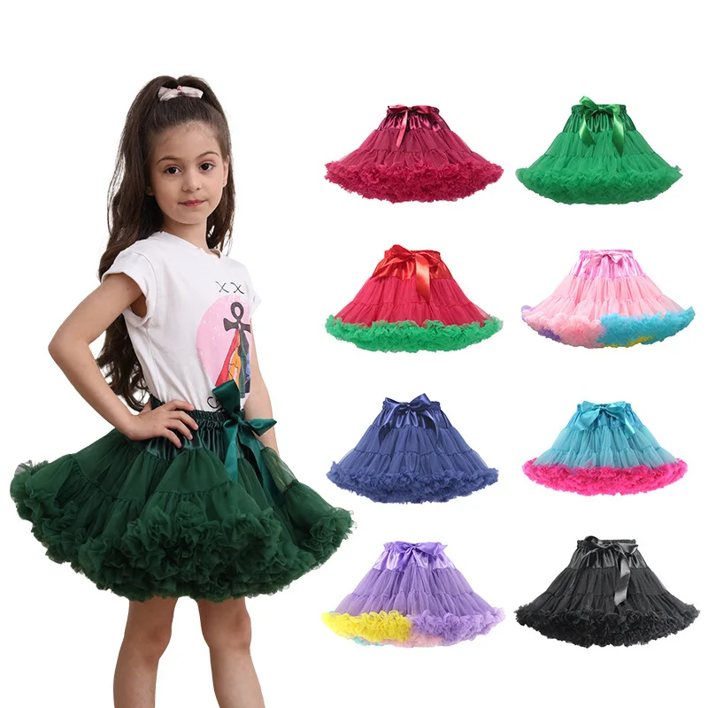 Kids Girls Lolita Cosplay Petticoats 2023 A-Line Puffy Tutu Skirt Layered Tulle Ballet Dance Pettiskirts Big Bowknot Underskirt