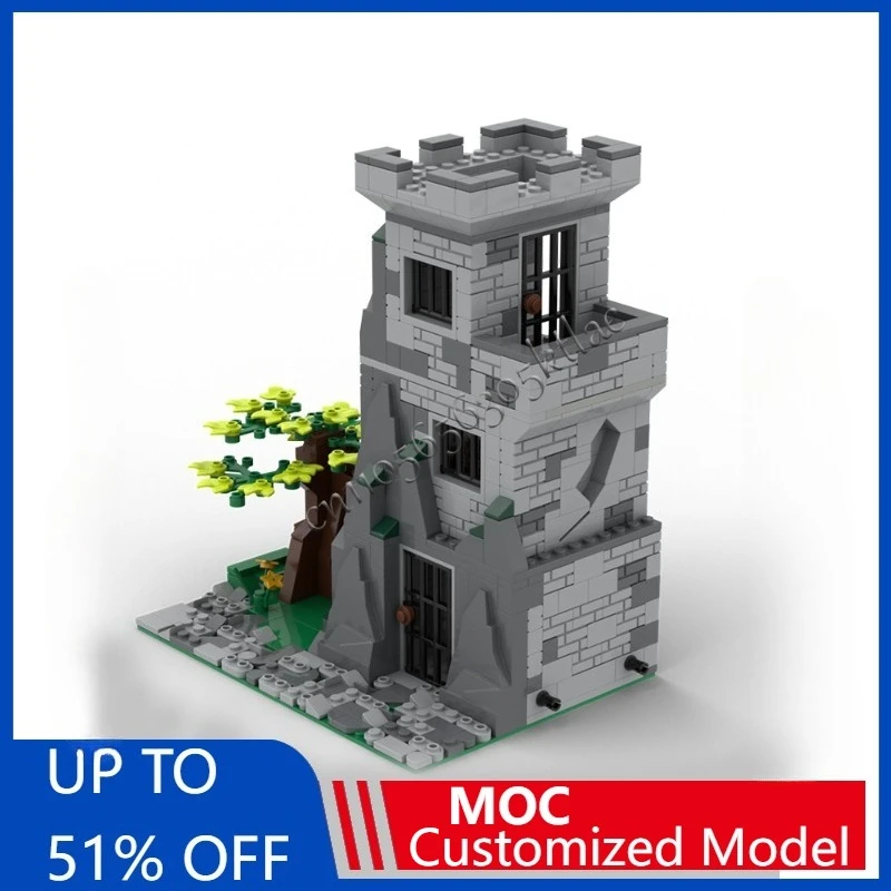 

592 детали MOC, вид на город, улица, модульная тюремная башня, строительные блоки, сделай сам, образовательная сборка, детские игрушки, подарки на день рождения, Рождество