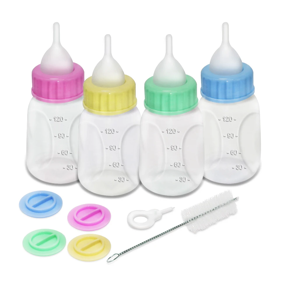 Feeding Bottle Pet Puppy Kitten Silicone Nipple Feeder 120ml Dog Cat Baby Nursing Water Milk Feeder With Cleaning Brush 1 Pcs