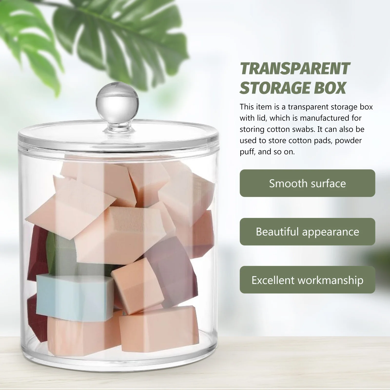 

3pcs Bathroom Storage Box Set Clear Material With Lid For Cotton Pads Swabs Makeup Organizer Apothecary Jars Bathroom Cotton