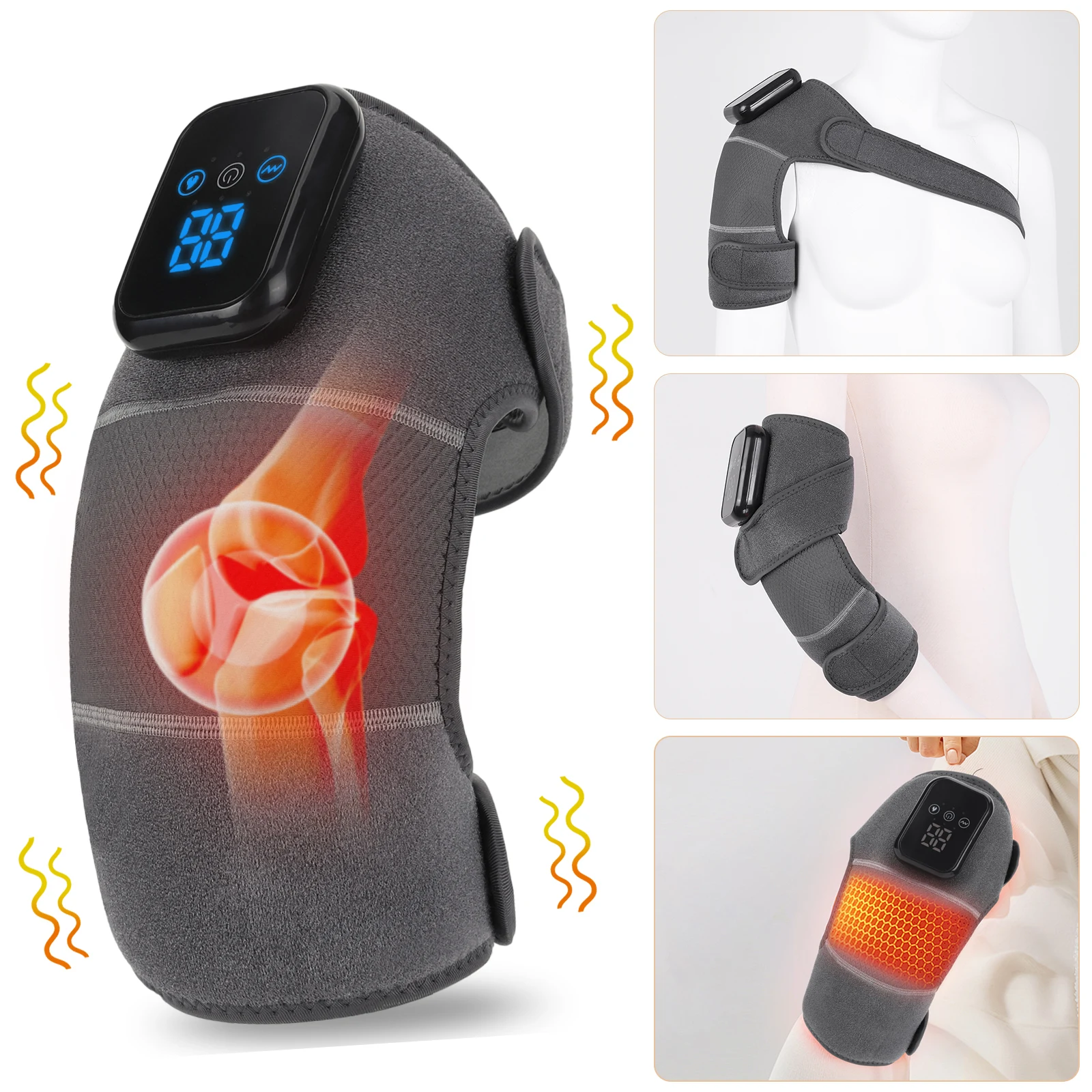 Kniemassager Trillingen Verwarmde kniemassager Elektrische verwarming Kniebescherming Wrap Warm kompres Gewrichtsbeschermer Pijnverlichting