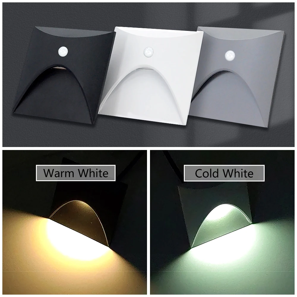 SANDIY Outdoor Stair Light Motion Sensor Wall Lamp Exterior Sconce Garden Yard Lighting for Balcony Gate Fence Waterproof IP65