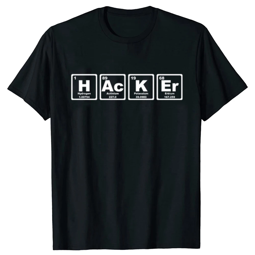 Hacker Periodic Table Security Professional Funny Programmer T-Shirt Short Sleeve Coder T Shirt Anime Graphic Tshirt Hip Hop