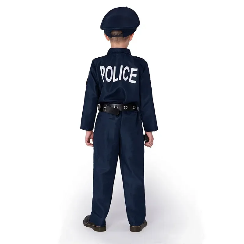 Cop Uniform Costume for Kids Dress Up America Police Costume for Boys with Whistle, Walkie-talkie, Toys Gifts