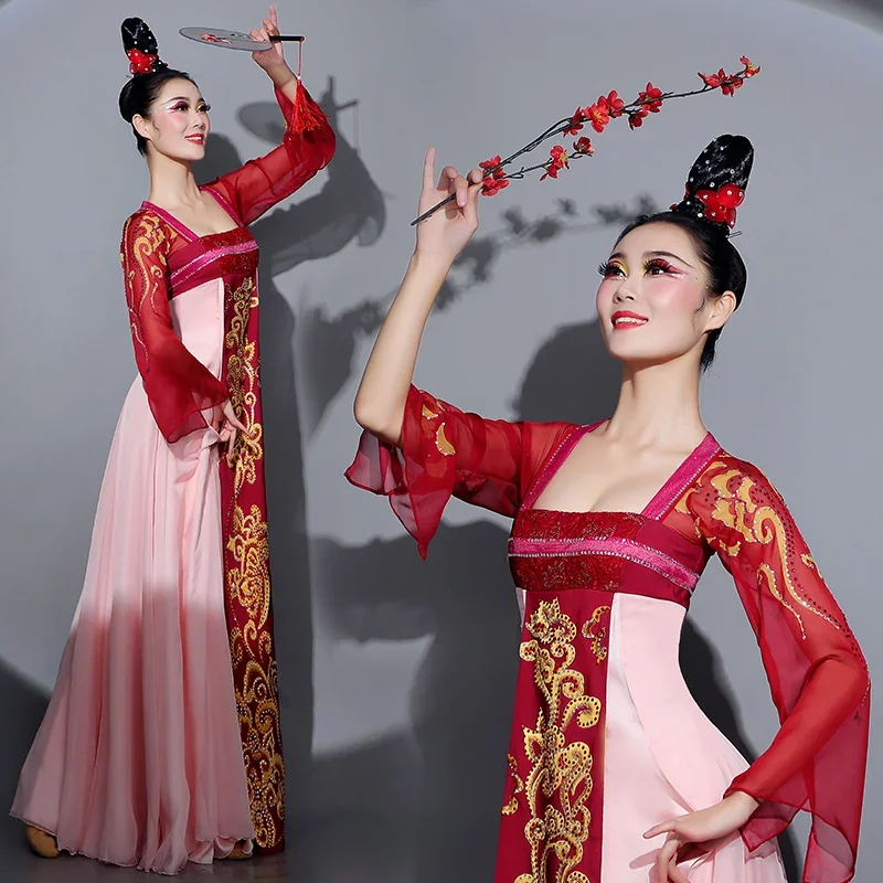 

Classical Dance Performance New Hanfu Female Chinese Style Chest-length Skirt Han and Tang Elegant Dance 2-piece Set