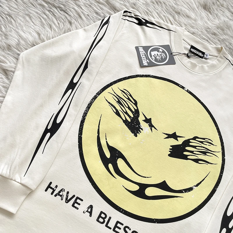 Hellstar Studios Long Sleeve T-Shirt  Print Casual Unisex Cotton round Neck Youthful Trend Spring Fashion Daily Wear view 3
