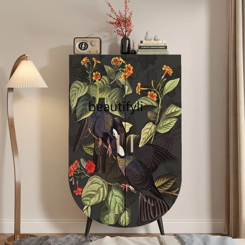 

Solid wood home installation-free independent hangingbedroom wardrobe French retro decorative vertical cabinet can be customized