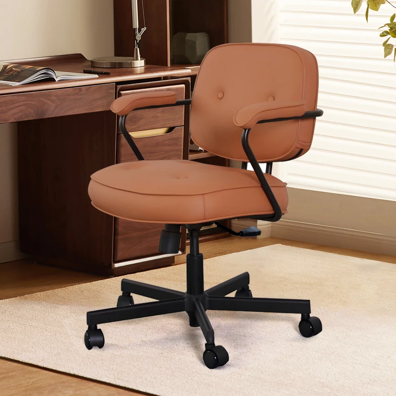 Modern ergonomic leather mid-back office chair for rotating task chairs at home or conferences for optimum comfort