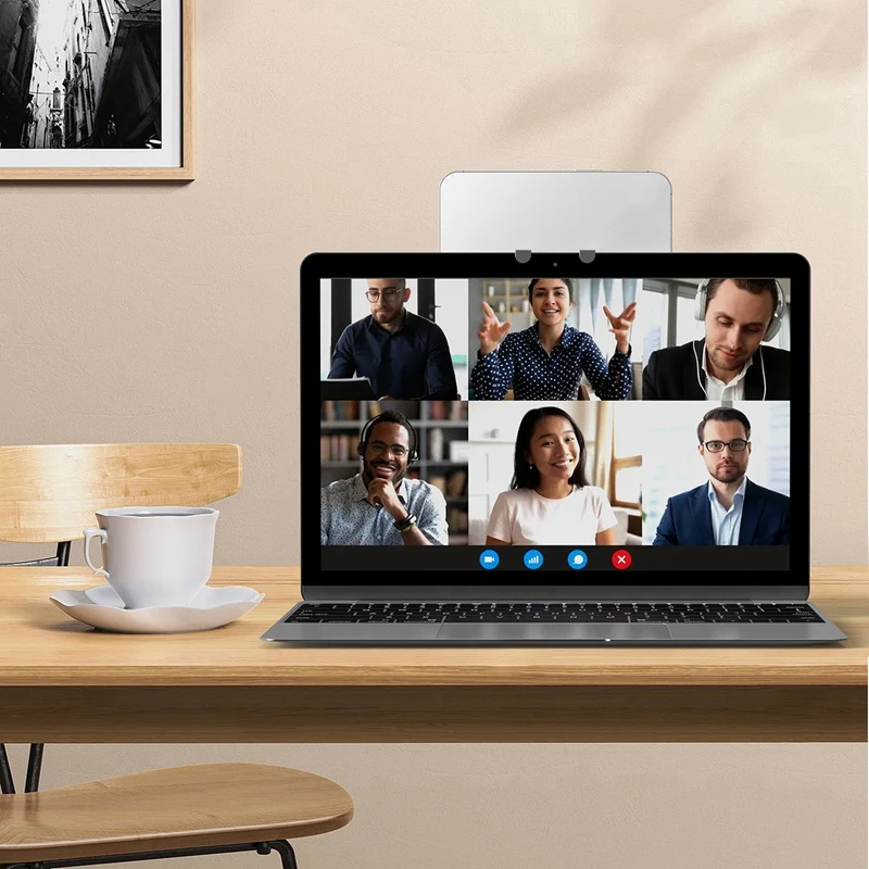 ใหม่ที่วางโทรศัพท์มือถือกันลื่นสำหรับ MacBook Air แล็ปท็อปเว็บแคมที่ตั้งมือถือแบบต่อเนื่องขาตั้งกล้องสีเงิน