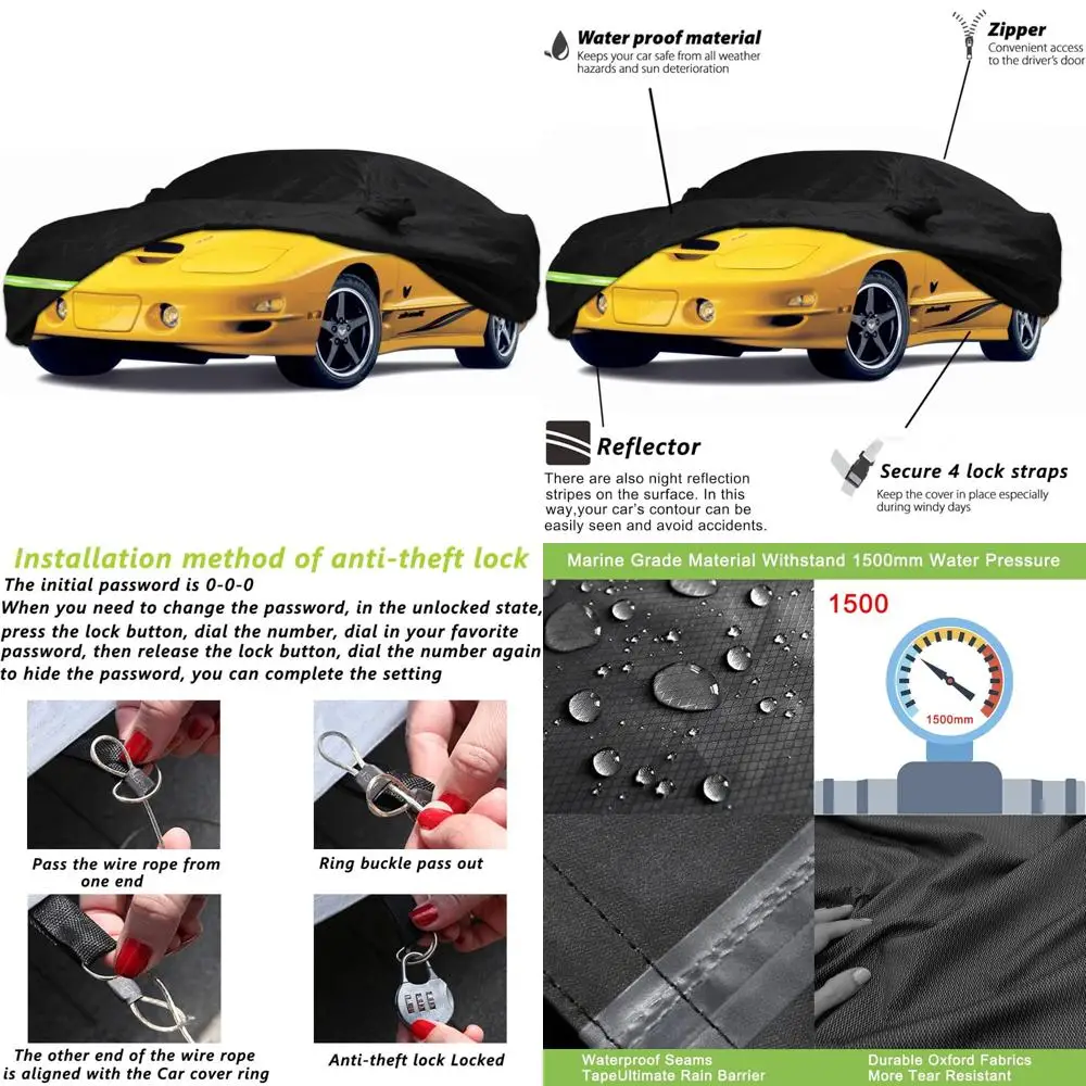 

Custom Waterproof Car Cover for 1993-2002 Pontiac Trans AM, 100% Waterproof, Windproof, with Straps, Tailored Fit, Durable Prote