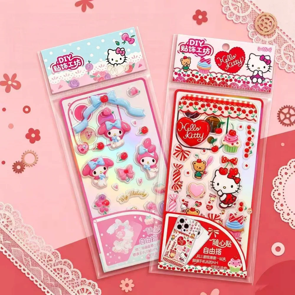 Hello Kitty Character Themed Sticker Lovely Sweet Pattern Decals For Notebook Scrapbook Phone Case Teen DIY Decoration Present