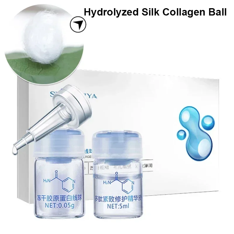 

Korea Facial Hydrolyzed Silk Protein Collagen Thread Ball Serum Moisturiz Hydration Lifting Firm Fine lines Essence SkinCare