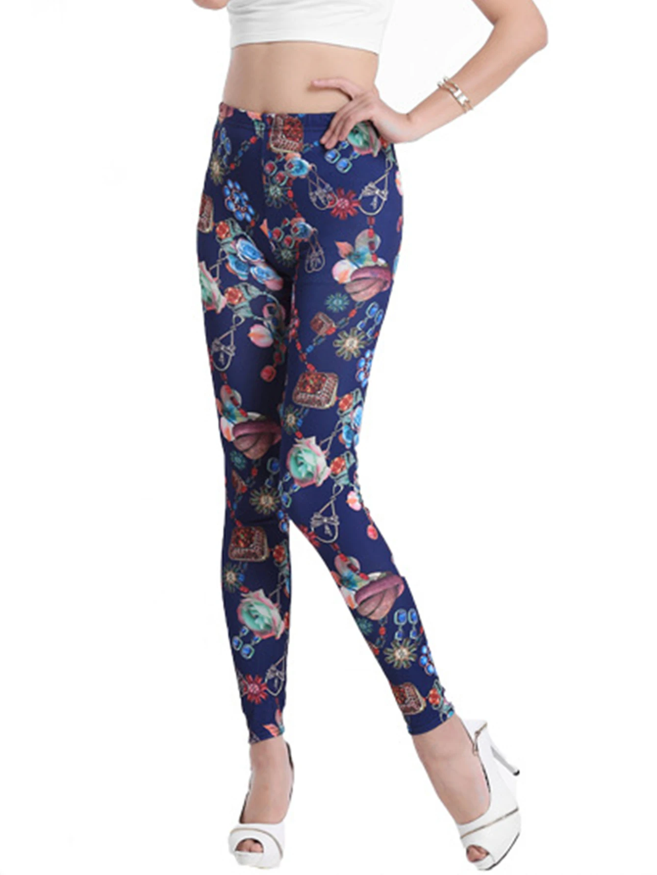 European And American Fashion Pencil Pants High Stretch Tight Printed Pattern Leggings Spring And Summer Small Foot Pants