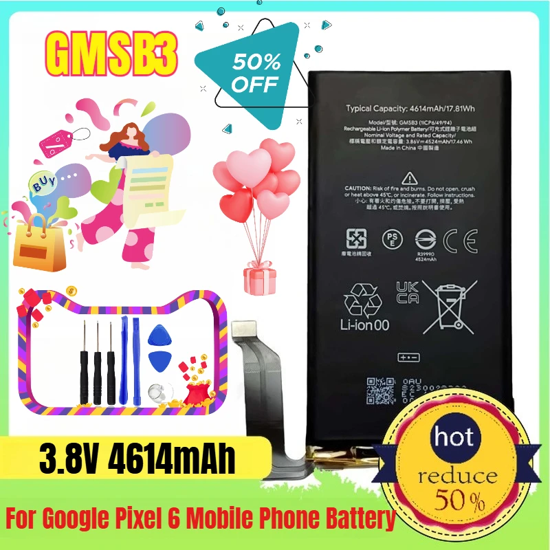 

Suitable for Google Pixel 6 Mobile Phone Battery GMSB3 High-capacity 4614mAh